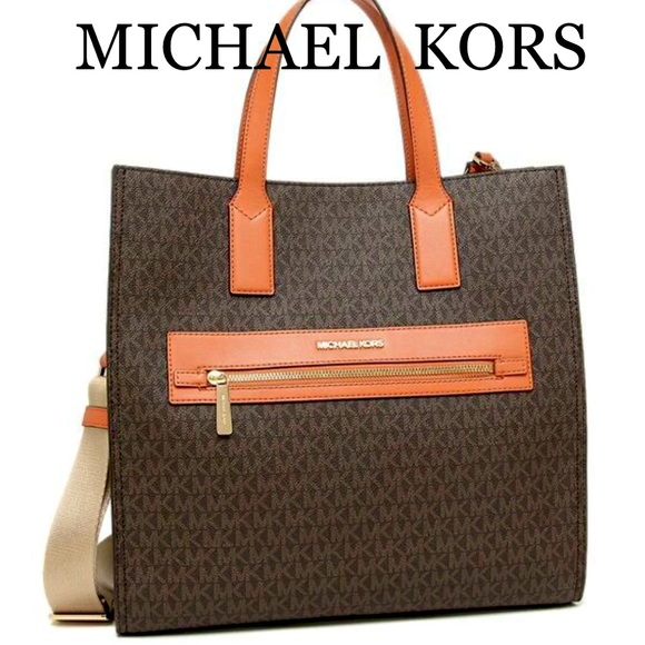 MICHAEL KORS KENLY LARGE NS TOTE TANGERINE MULTI
